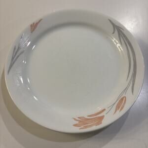 Corelle Floral Wisp / Desert Rose 10 1/4" Plate Gray & Peach Flowers - set of 5